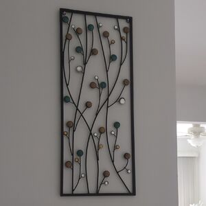 Modern Black Metal Wall Art with Multicolor Accents